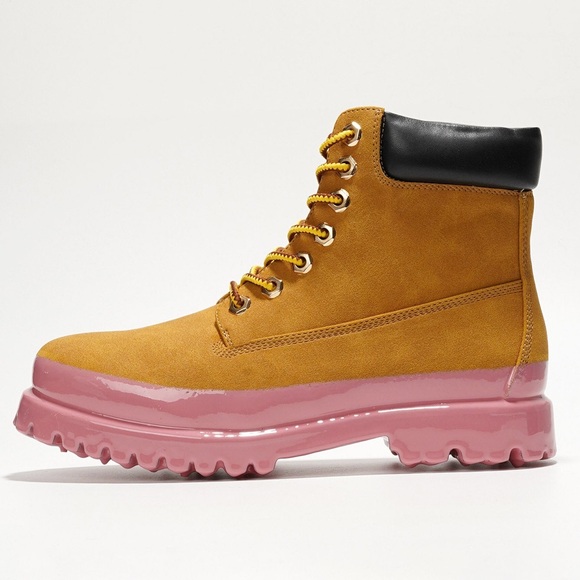 CAPE ROBBIN ❣️ Gretna Color-Block Lace-up Boots - Pink ❣️BRAND NEW❣️ - Picture 3 of 16